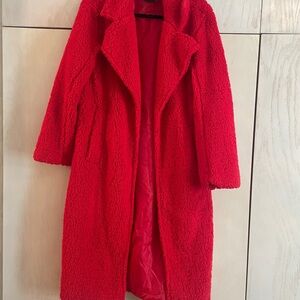 Women's Red Teddy Coat